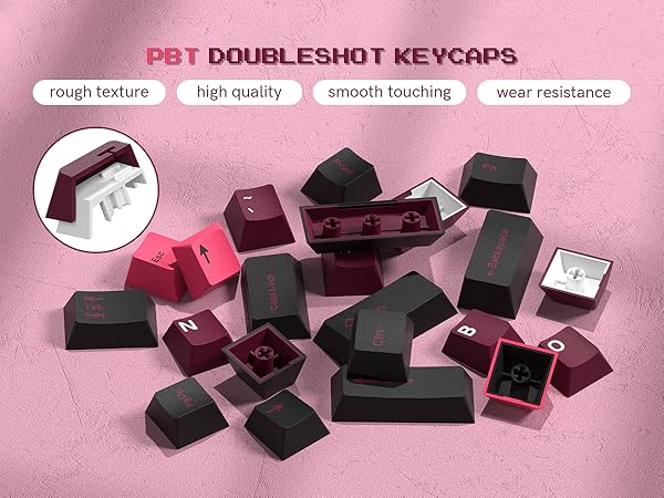 Double Shot PBT Keycaps Set 138 Keys, Cherry Profile Custom Keycaps