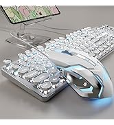SEUNKWANG EWEADN TK100 Wired Typewriter Mechanical Keyboard and Mouse, 104 Keys Aesthetic Typewri...
