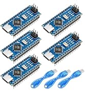5 Pcs Nano V3.0 CH340 Atmega328P Development Board with 3 USB Cables, USB-C Microcontroller Board...