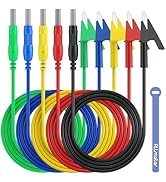 ALLmeter 5-Pack Retractable Banana to Alligator Test Leads,4mm,39”/1m,Pure Copper,Insulated,Multi...