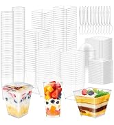 tchrules 450 Packs Dessert Cups with Lids, 5oz Mini Clear Plastic Dessert Cup Parfait Appetizer C...