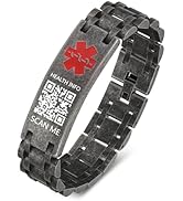 Theluckytag Upgraded Medical Bracelets Men Women with QR Code Medical Alert ID Bracelets - Titani...