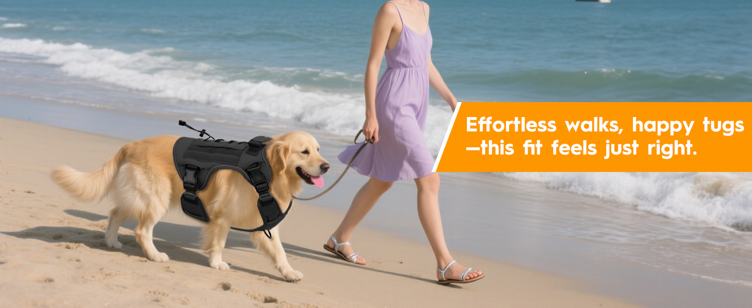Tactical MOLLE Dog Harness: Attach gear &amp;amp; ID for safety, helps prevent pets from getting lost.