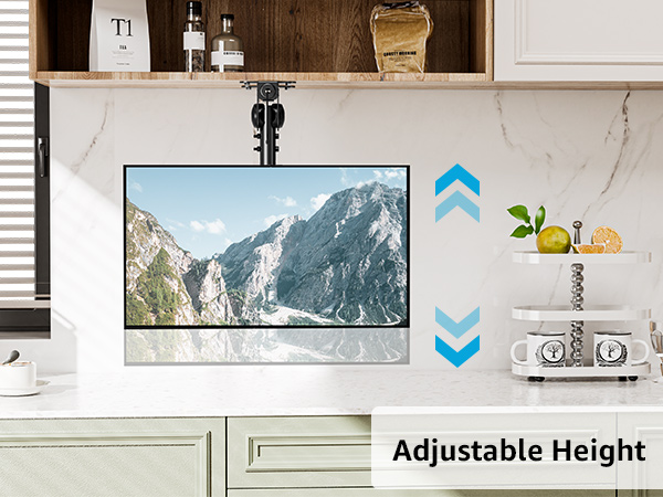 adjustable height under cabinet tv mount