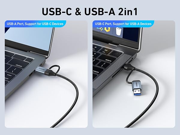usb - c &amp; usb - a 2 in 1 2 in 1 usb cable