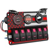 IZTOSS 6 Gang Switch Panel Waterproof Rocker Switch Panel Aluminum American Flag Design Marine Sw...