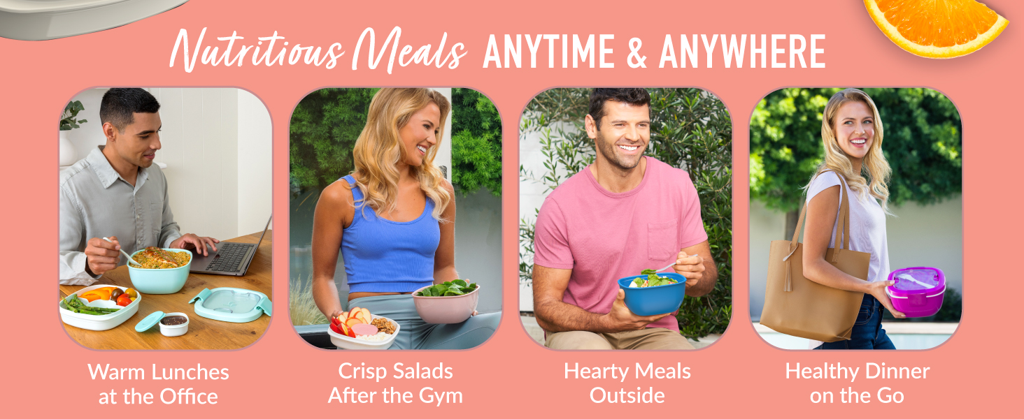 on-the-go food containers, food containers, meal prep containers, salad bowl, salad containers