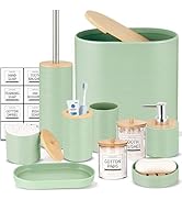 IMAVO Bathroom Accessory Set-11Pcs Green Bathroom Accessories Set with Trash Can,Soap Dispenser,S...