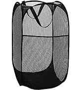 Strong Mesh Pop-up Laundry Hamper Basket with Side Pocket for Laundry Room, Bathroom, Kids Room, ...