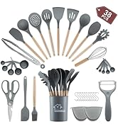 Unokit Silicone Cooking Utensils Set for Kitchen - 38 PCS Utensils Set, 446? Heat Resistant Cooki...