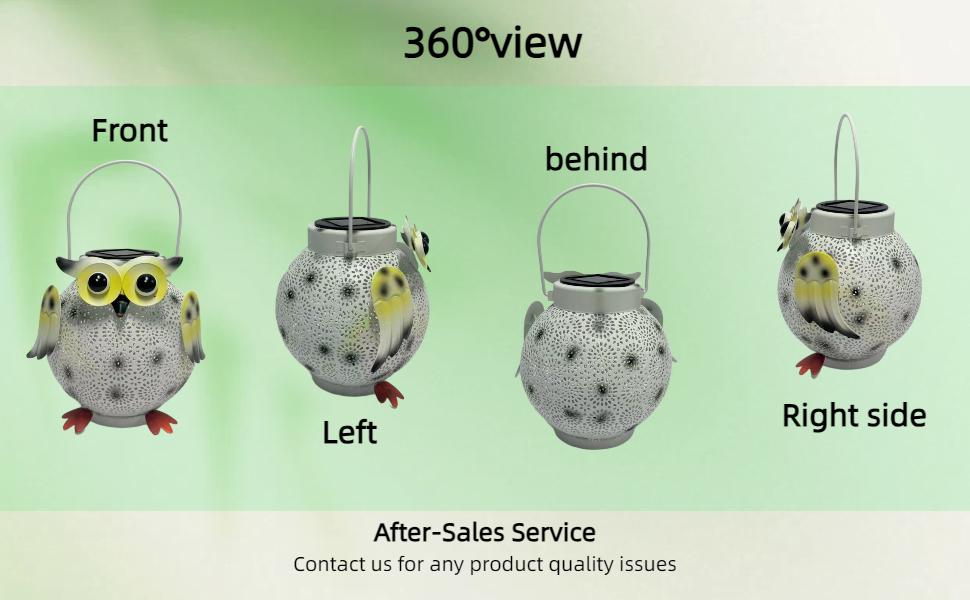 360° Panoramic Iron Owl Solar Light