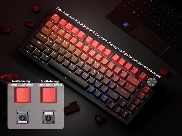 Shine Through Keycaps, PBT Keycaps, Red Keycaps 135 Keys