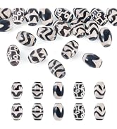 Sparkeads 20 Pcs 8mm Tibetan Style DZi Agate Beads Natural Agate Beads Mixed Patterns Barrel Bead...
