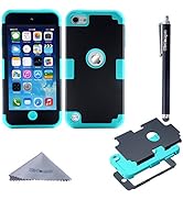 Wisdompro Case for iPod Touch 7th 6th &amp; 5th Generation, 3 in 1 Hybrid Soft Silicone and Hard PC P...