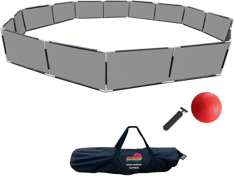 Portable Gaga Ball Pit Kit 15 FT Gaga Pit - Strong Nylon Mesh, Inflatable Gaga Ball, Pump & Carry Bag, Adult Ball Pit for Field Day Games & Physical Education Equipment
