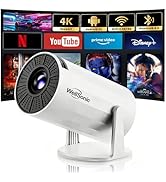 WellSonic Mini Projector with WiFi and Bluetooth, Portable Movie Projector Support 4K, Auto Keyst...