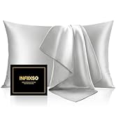 INFIIXSO Mulberry Silk Pillowcase for Hair and Skin, Silk Pillow Cases Standard Size with Hidden ...