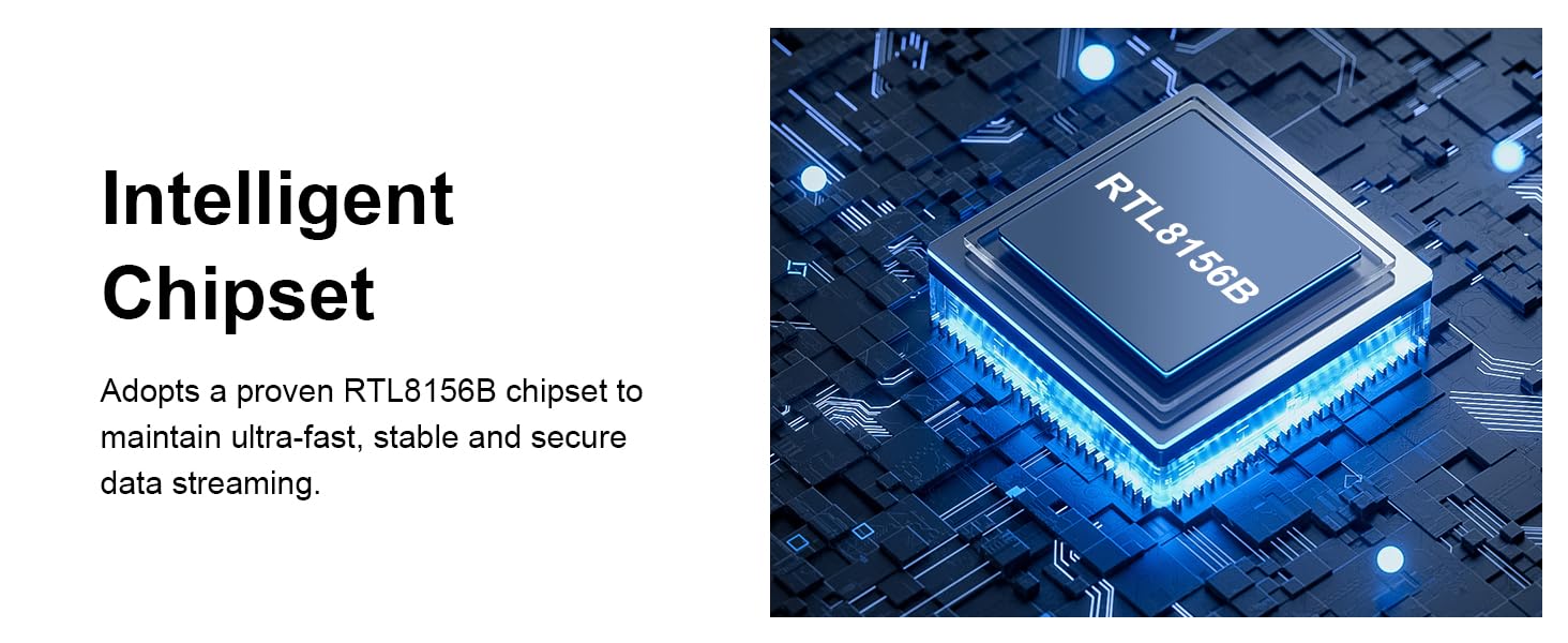 Inside the adapter is a Realtek RTL8156B chipset for fast 10/100/1000/2500Mbit network speeds