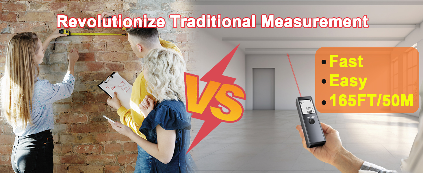 Laser Measuring Tool 165FT/50M Laser Measure Tool with High Accuracy IP54 Laser Distance Meters