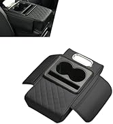 YAWUROU Leather Car Armrest Cover, Soft Center Console Booster Pad with 2 Storage Bags, 2 Cup Hol...