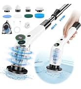 Electric Spin Scrubber, Cordless Shower Scrubber with 8 Scrub Brush, 2 Speed with Adjustable Exte...