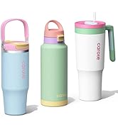 CAROTE 3-Pack Insulated Stainless Steel Water Bottles with Upgraded Leakproof Tech, Car Holder Fi...