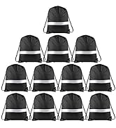 KUUQA 12 Pack Drawstring Backpack Bag with Reflective Strip, String Backpack Bulk Cinch Sack Bags...
