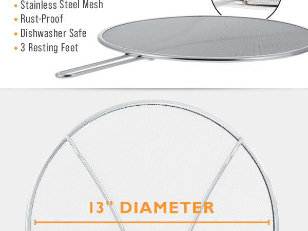 steel mesh fine mesh 13inch splatter protector cookware accessory utensils cookwaretools nonstick