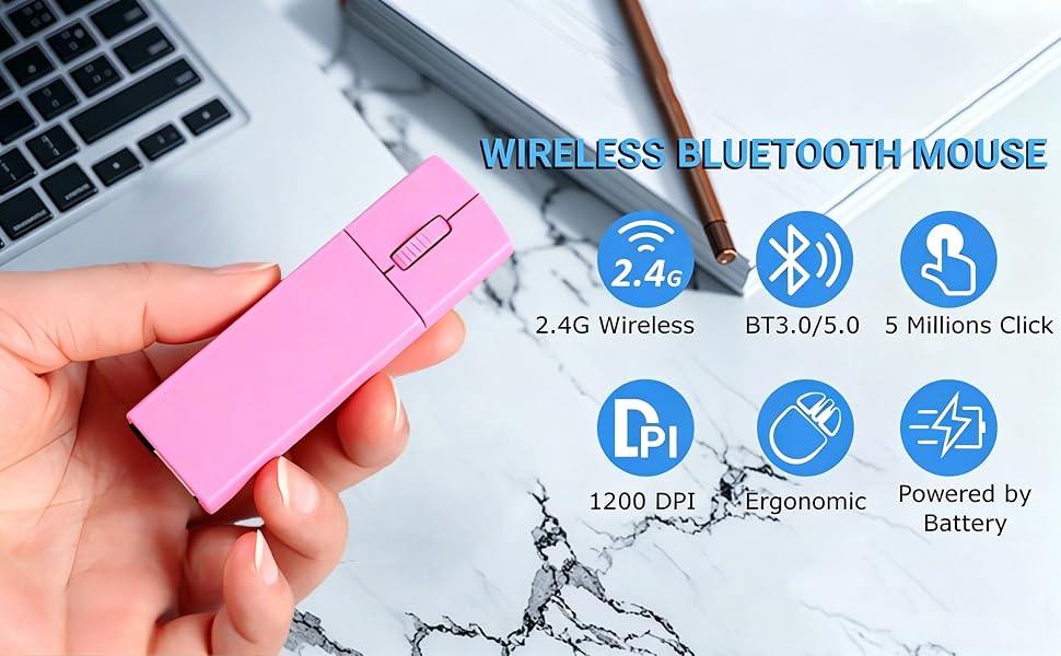 Mini bluetooth Mouse Silent portable compact tiny mice for pc laptop computer macbook travel