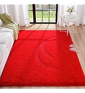 BENRON Fluffy Red Rugs for Living Room Bedroom 4x6, Soft Plush Fuzzy Shaggy Rugs for Kids Girls B...