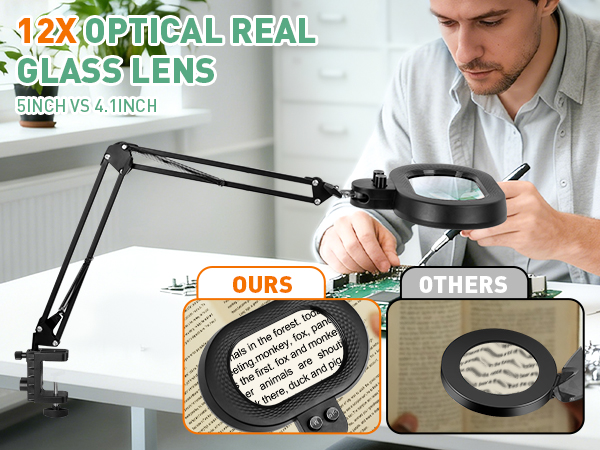 magnifier with light magnifying lamp with light large magnifying glass with light 12X magnification