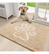 smiry Dog Door Mat for Muddy Paws, Absorbent Dirt Trapper Non-Slip Washable Mat, Quick Dry Chenil...