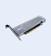 JEYI Quad NVMe PCIe 4.0 Expansion Card with Heatsink Enclosure, Supports 4 NVMe M.2 SSD 2280 up t...