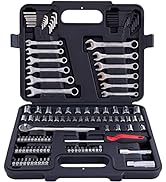 MECHMAX 121 Piece Mechanic Tool Socket Set 3/8 and 1/4 inch Drive SAE &amp; Metric Size, with Tool Bo...