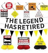 Roetyce Retirement Decorations Men Women, Caution Happy Retirement Banner Hanging Swirls Centerpi...
