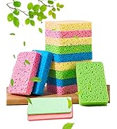 METUUTER 12-Count Kitchen Sponges- Compressed Cellulose Sponges Non-Scratch Natural Dish Sponge f...