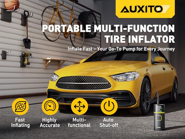AUXITO Tire Inflator Portable Air Compressor for Auto, Moto, Bike, Ball