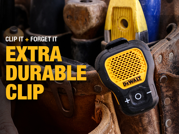 enhances the overall usability of this work speaker so you can sit it on a tool bench or ledge