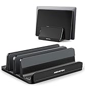 AboveTEK Vertical Laptop Stand Holder, 3 Slots Aluminum Desk Stand with Adjustable Dock Size for ...