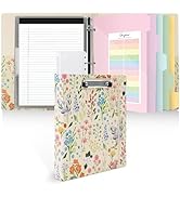 SKYDUE 1 Inch 3-Ring Binder with Clipboard, PU Aesthetic Binder with 5 Dividers, Notepad, Sticker...