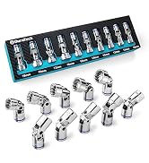 DURATECH 3/8" Drive Universal Joint Socket Set, 10-Piece, Metric, 10mm-19mm | Swivel Socket Set, ...