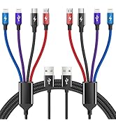 Firsting Multi Charging Cable [2Pack 5FT],Nylon Dual IP 4 in 1 Charging Cable, Multiple Charger C...