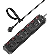 CRST 15A Heavy Duty Power Strips with Individual Switches 14AWG Surge Protectors Power Strip with...