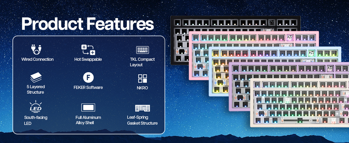 galaxy80 gaming keyboard wired kit