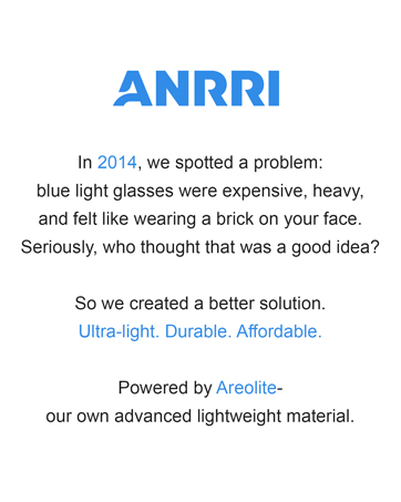 Anrri lightweight blue light glasses