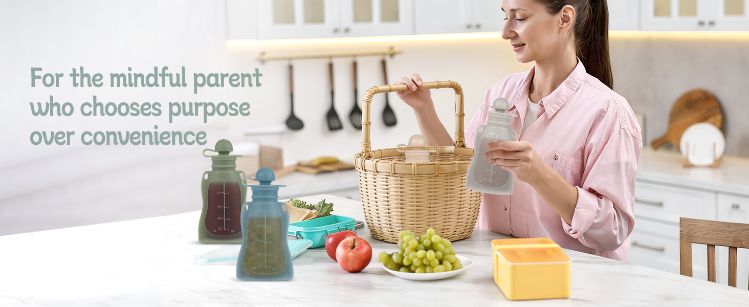 silicone reusable baby food pouches