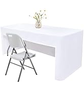 Nacuci 48X24 Inch White Rectangle Fitted Tablecloth Open Back Fitted Table Cloth Washable Polyest...