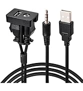 Anina USB AUX Flush Mount for Toyota, 1M Male to Female Car Dash 3.5mm AUX Extension Cable, Squar...