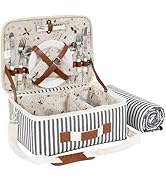 Picnic Basket for 2-Picnic Baskets with Waterproof Blanket &amp; Picnic Accessories-Picnic Baskets wi...
