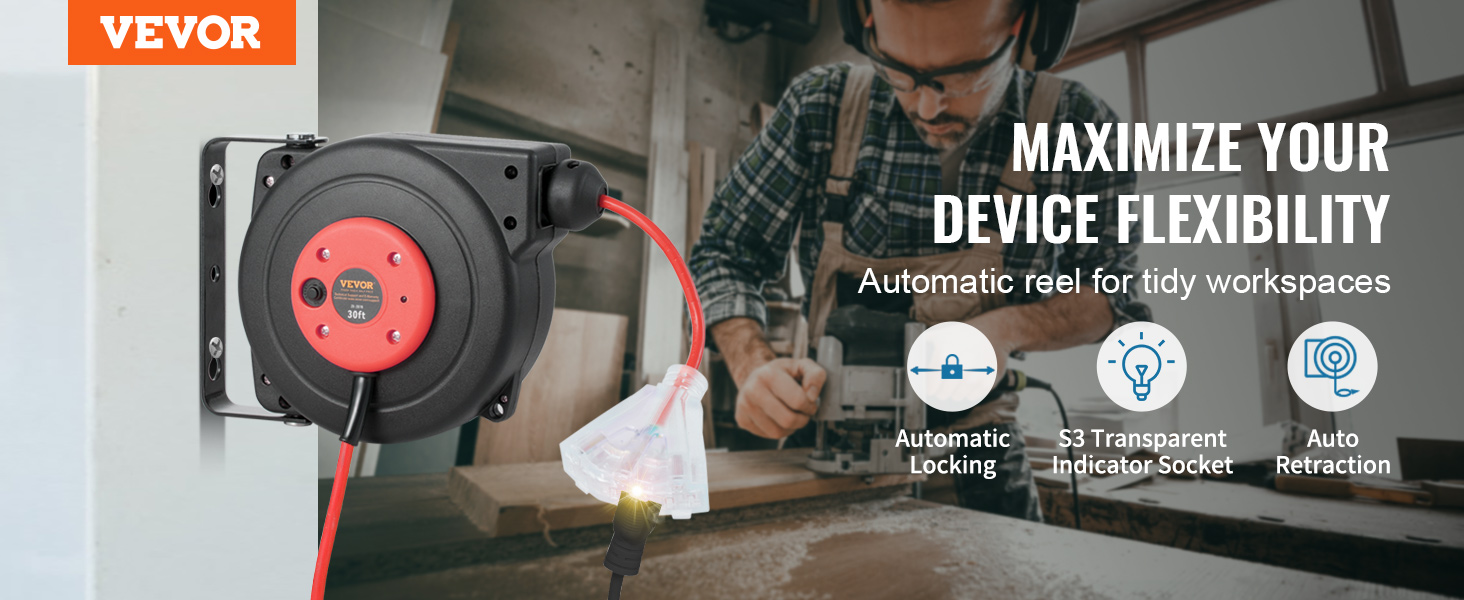 retractable extension cord reel